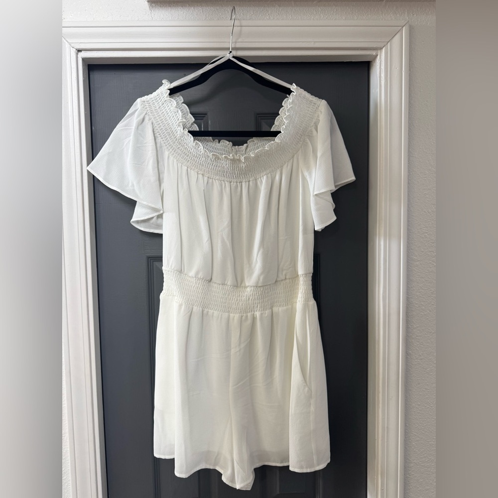 Jessica White Lace Trim Romper